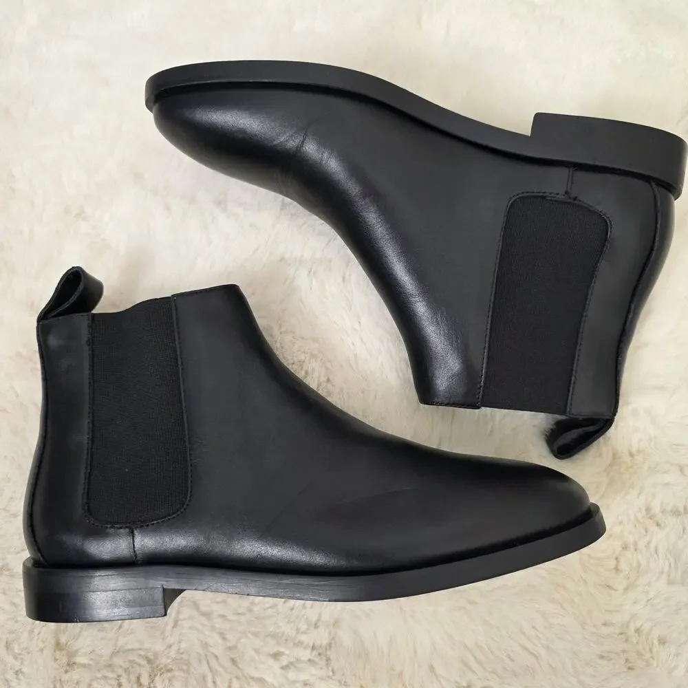 NEW Everlane The New Modern Chelsea Boot Black Italian Leather Ankle Bootie 6